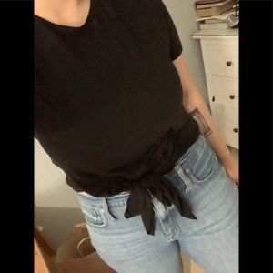 [ZARA] black tie t-shirt